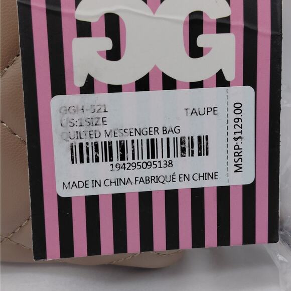 Gilda Paris Mini Quilted Messenger Bag Crossbody Shoulder Bag Taupe Party - Picture 6 of 11